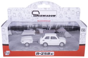  FIAT 126p + PRZYCZEPKA NIEWIADÓW N250C KOLEKCJA PRL 1:43 BIAŁY