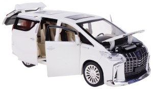  TOYOTA ALPHARD 1:24 MODEL METAL ŚWIATŁO DŹWIĘKI OTWIERANE ELEMENTY BIAŁY