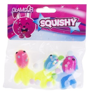 RYBKI NEO ŻELOWE 6 CM SQUISHY Z KONFETTI 3 SZT.GNIOTKI DO ŚCISKANIA