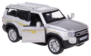  TOYOTA LAND CRUISER PRADO METAL PLASTIK 1:43 Z NAPĘDEM ŚWIATŁO DŹWIĘK SREBR