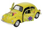 VOLKSWAGEN BEETLE GARBUS W KWIATKI MODEL METALOWY WELLY 1:34-39 ŻÓŁTY