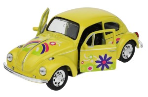VOLKSWAGEN BEETLE GARBUS W KWIATKI MODEL METALOWY WELLY 1:34-39 ŻÓŁTY