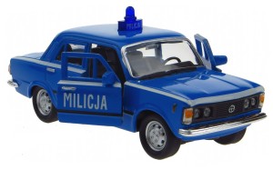 FIAT 125P MILICJA MODEL METALOWY 1:34-39 WELLY PRL NIEBIESKI